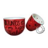 Taza "Juntos es mi lugar Feliz" Chocolatera